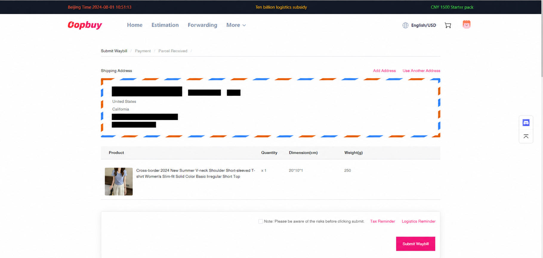 Prepare the address, packing and checkout — official tutorial frame
