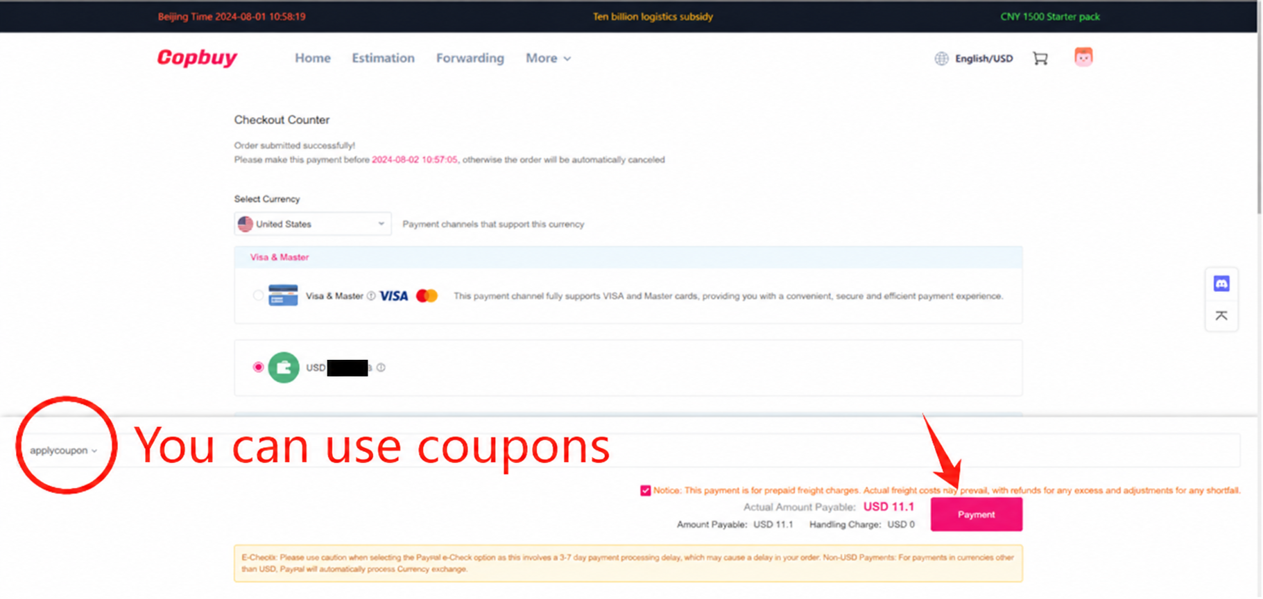 Pay the shipping estimate — official tutorial frame